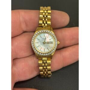 Citizen Mother Of Pearl Gold Tone Womens Watch! New Battery.